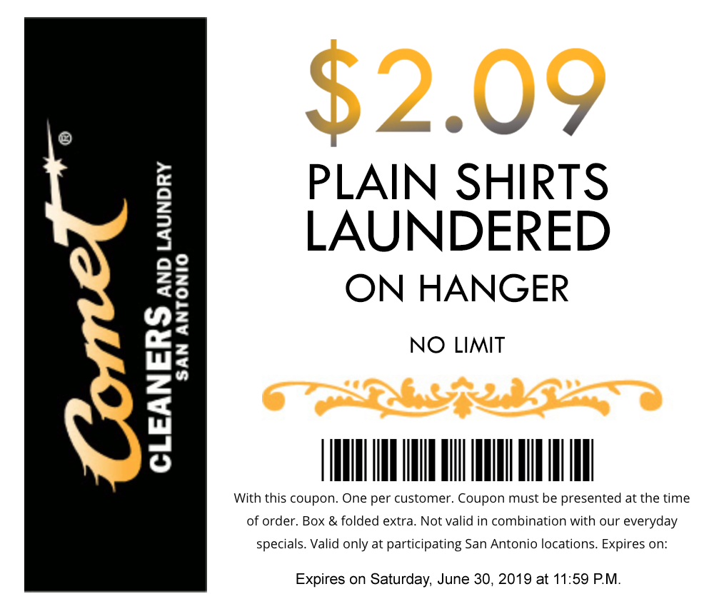  Coupons  Comet Cleaners  and Laundry San Antonio