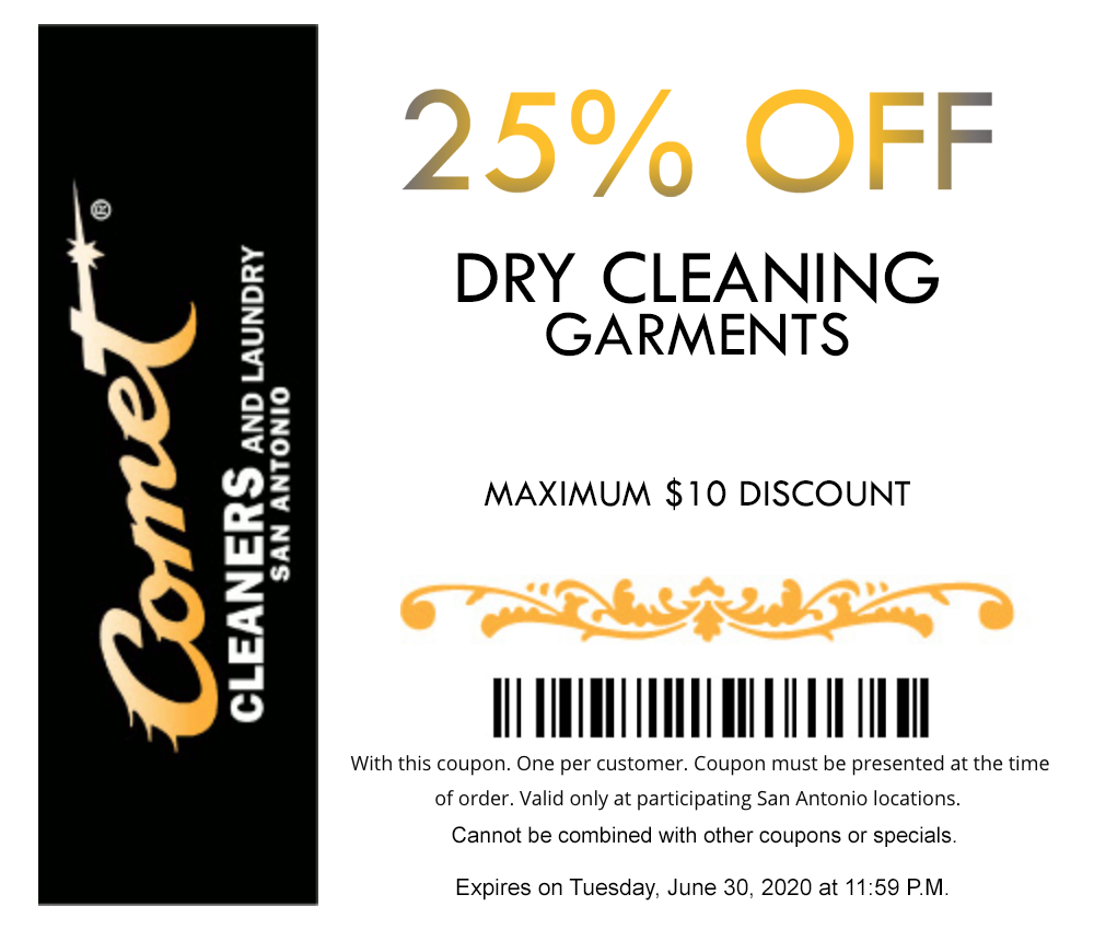 Coupons - Comet Cleaners and Laundry San Antonio