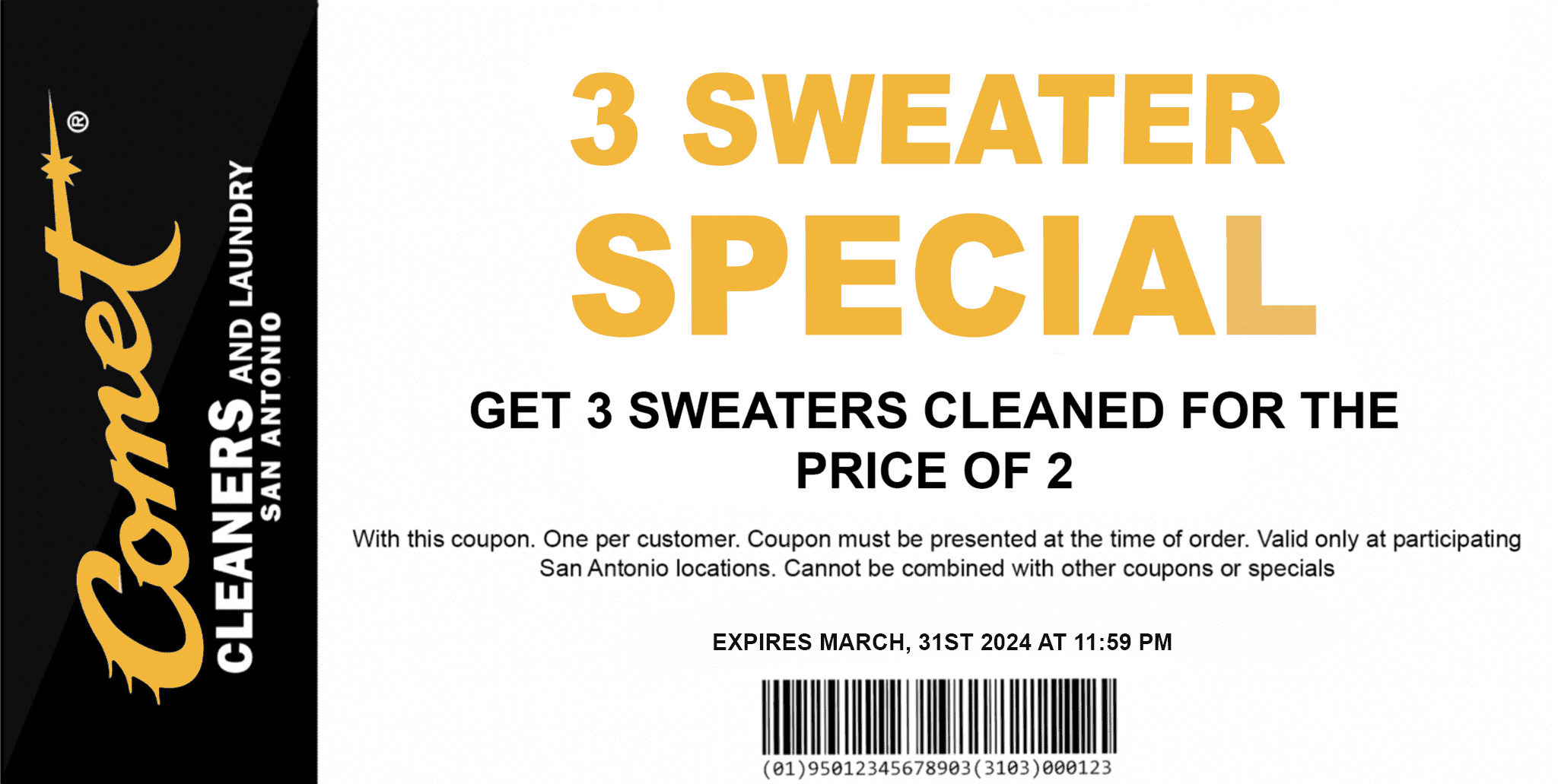 Coupons Comet Cleaners and Laundry San Antonio